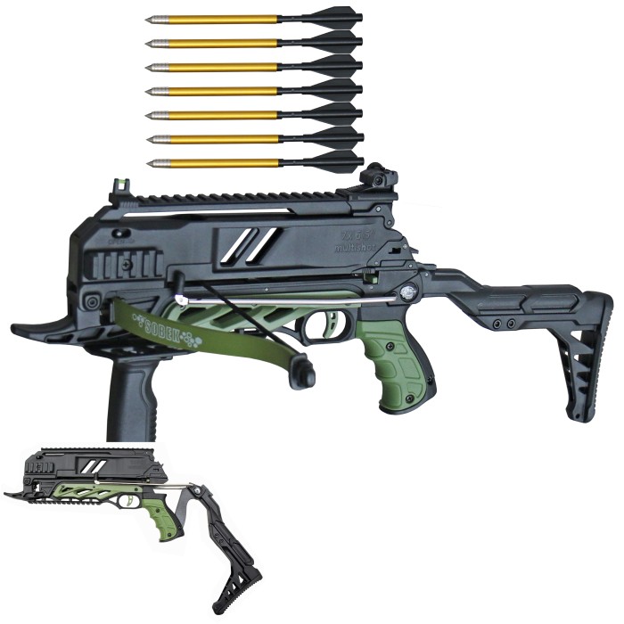 Buchner, Pistolenarmbrust, Modell Sobek, 80 lbs, 7 Alu Pfeile